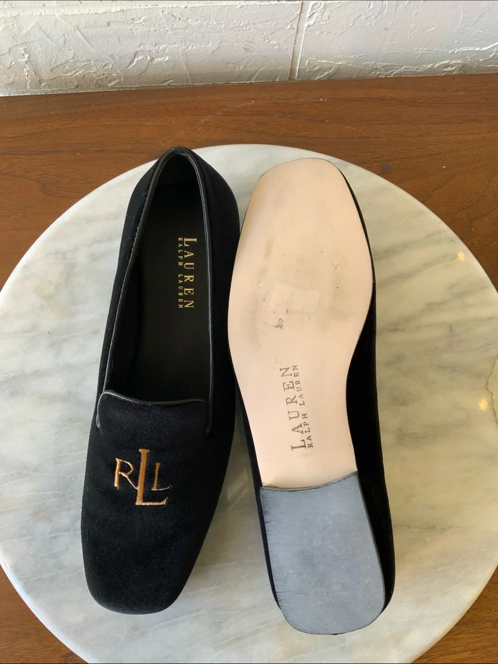 Lauren Ralph Lauren Black Velvet Loafers - Picture 6 of 8